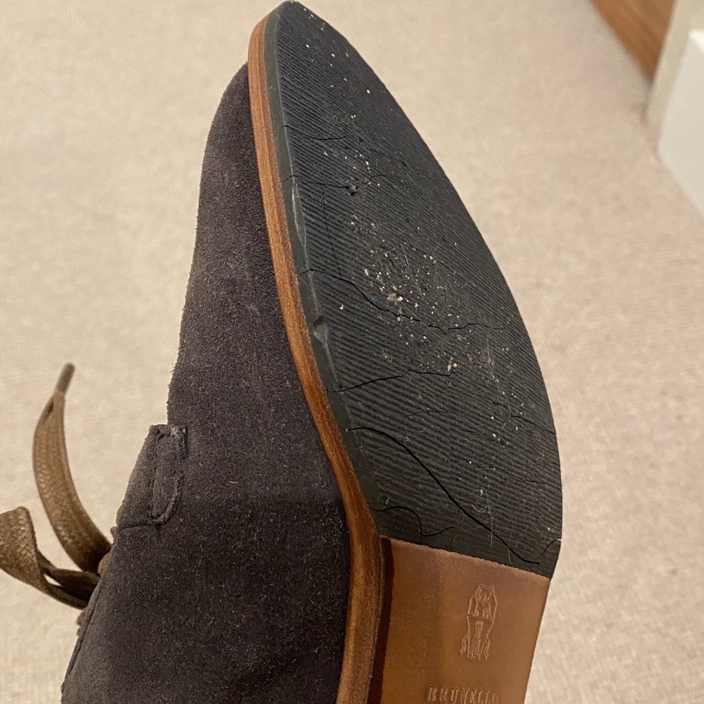 Brunello Cucinelli Dark Gray Suede Oxfords, sz 5.5 - Picture 11 of 11